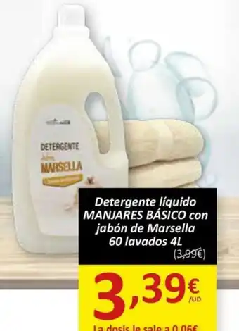 SPAR Detergente líquido MANJARES BÁSICO con jabón de Marsella 60 lavados 4L oferta
