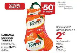 Hipercor NARANJA DE MESA TORRES oferta