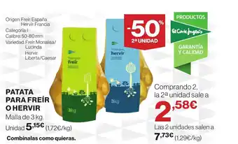 Hipercor PATATA PARA FREÍR O HERVIR oferta