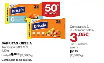 Hipercor BARRITAS KRISSIA Tradicional o 0% M.G., oferta