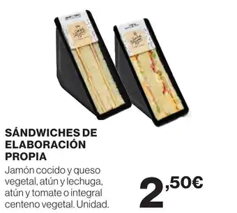 Hipercor SÁNDWICHES DE ELABORACIÓN PROPIA oferta