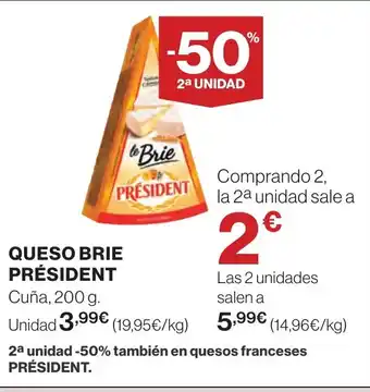 Hipercor QUESO BRIE PRÉSIDENT oferta