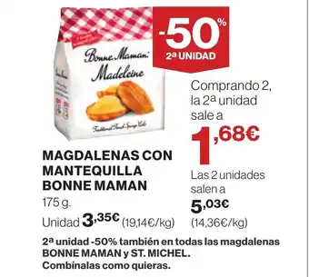Hipercor MAGDALENAS CON MANTEQUILLA BONNE MAMAN oferta