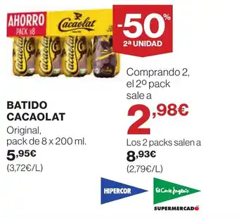 Hipercor BATIDO CACAOLAT oferta