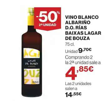 Hipercor VINO BLANCO ALBARIÑO D.O.RÍAS BAIXAS LAGAR DE BOUZA oferta