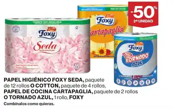 Hipercor PAPEL HIGIÉNICO FOXY SEDA, oferta