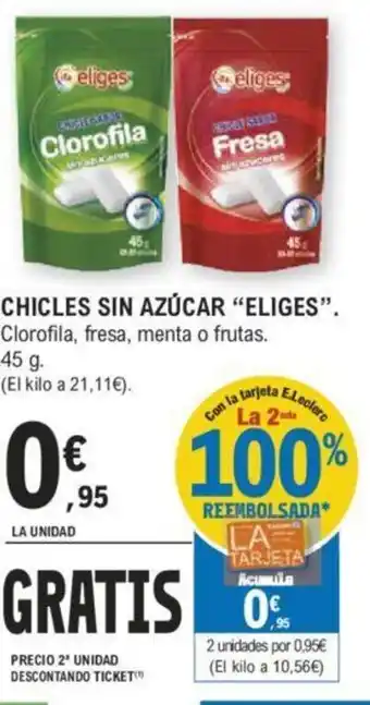 E.Leclerc CHICLES SIN AZÚCAR "ELIGES". oferta