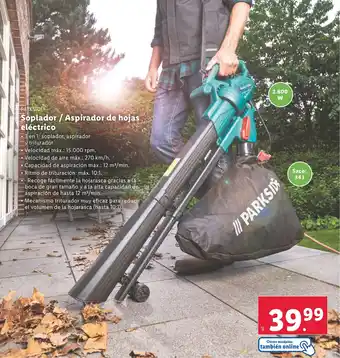 Lidl Soplador / Aspirador de hojas eléctrico oferta