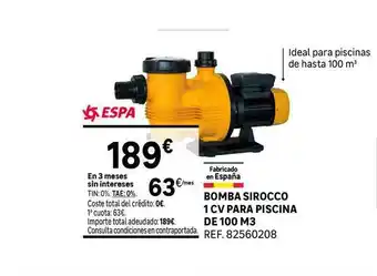 Leroy Merlin Bomba Sirocco 1 CV Para Piscina De 100 M3 oferta
