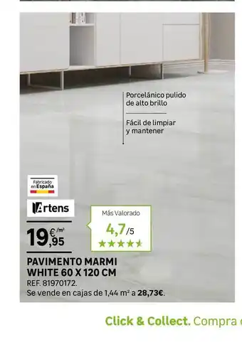 Leroy Merlin Artens Pavimento Marmi White 60x120cm oferta
