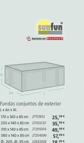 Bauhaus Sunfun Fundas Conjuntos De Exterior 170x140x85cm oferta