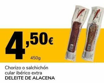 Supeco Chorizo o salchichón cular ibérico extra deleite de alacena oferta