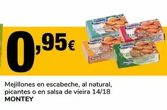 Supeco Mejillones en escabeche, al natural, picantes o en salsa de viera montey oferta