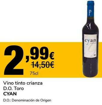 Supeco Vino tinto crianza d.o. toro cyan oferta