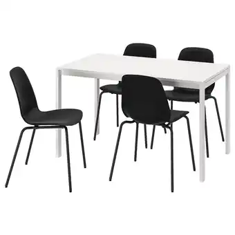 IKEA Melltorp / lidÅs Mesa y 4 sillas, blanco blanco/negro/negro, 125 cm oferta