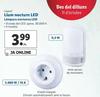 Lidl Livamo Llum nocturn Led Lámpara nocturna Led oferta