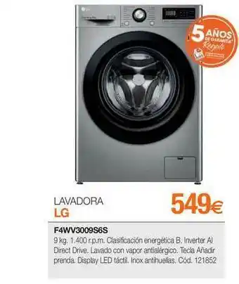 Expert Lavadora Lg F4wv3009s6s oferta