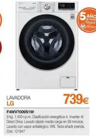 Expert Lavadora Lg F4wv7009s1w oferta