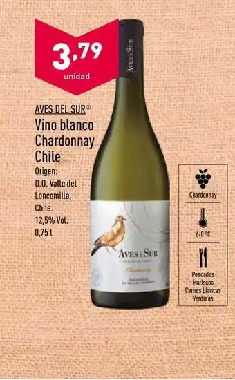 ALDI Aves Del Sur Vino Blanco Chardonnay Chile oferta