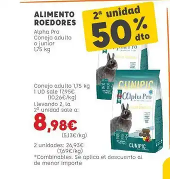 Kiwoko 2a Unidad 50% Dto Alimento Roedores Alpha Pro Conejo Adulto O Junior oferta