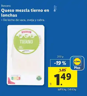 Lidl Queso mezcla tierno en lonchas oferta