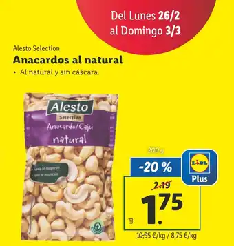 Lidl Anacardos al natural oferta