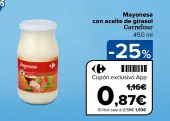 Carrefour Mayonesa con aceite de girasol Carrefour 450 ml oferta