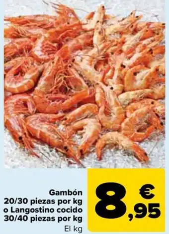 Carrefour Gambón 20/30 piezas por kg o Langostino cocido 30/40 piezas por kg El kg oferta