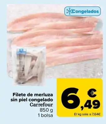 Carrefour Filete de merluza sin piel congelado Carrefour 850 g 1 bolsa oferta