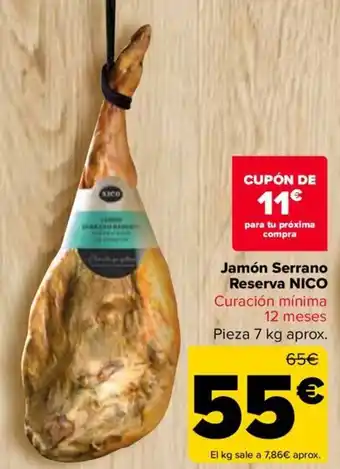 Carrefour Jamón Serrano Reserva NICO oferta