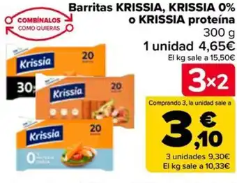 Carrefour Barritas KRISSIA, KRISSIA 0% o KRISSIA proteína oferta