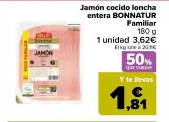 Carrefour Jamón cocido loncha entera BONNATUR Familiar oferta