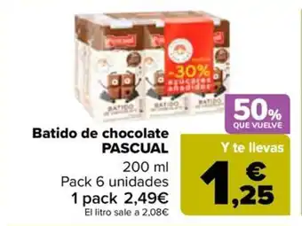 Carrefour Batido de chocolate PASCUAL 200 ml oferta