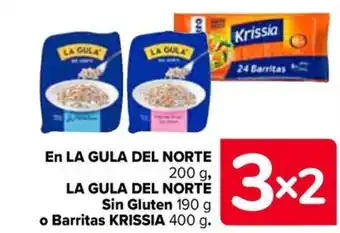 Carrefour En LA GULA DEL NORTE LA GULA DEL NORTE Sin Gluten 190 g o Barritas KRISSIA 400 g. oferta