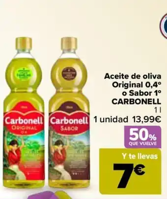 Carrefour Aceite de oliva Original 0,4° o Sabor 1⁰ CARBONELL oferta