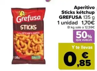 Carrefour Aperitivo Sticks kétchup GREFUSA 135 g oferta