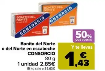 Carrefour Bonito del Norte o del Norte en escabeche CONSORCIO 80 g oferta