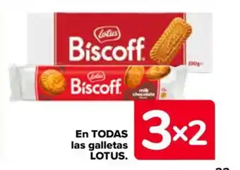 Carrefour EN TODAS las galletas LOTUS. oferta