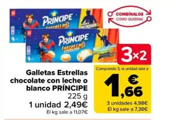 Carrefour Galletas Estrellas chocolate con leche o blanco PRÍNCIPE 225 g oferta