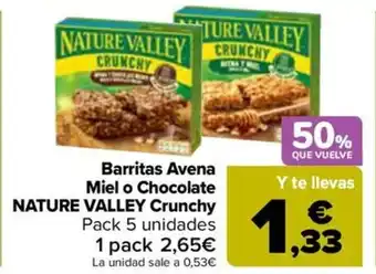 Carrefour Barritas Avena Miel o Chocolate NATURE VALLEY Crunchy oferta