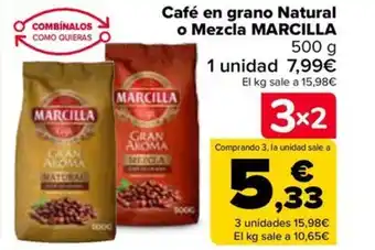 Carrefour Café en grano Natural o Mezcla MARCILLA 500 g oferta
