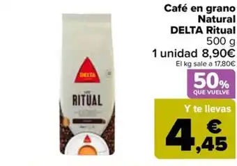 Carrefour Café en grano Natural DELTA Ritual 500 g oferta