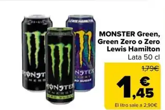 Carrefour MONSTER Green, Green Zero o Zero Lewis Hamilton Lata 50 cl oferta