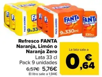 Carrefour Refresco FANTA Naranja, Limón o Naranja Zero oferta
