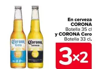 Carrefour En cerveza CORONA Botella 35 cl y CORONA Cero Botella 33 cl. oferta