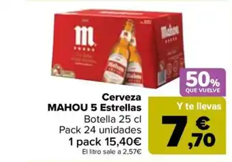 Carrefour Cerveza MAHOU 5 Estrellas oferta