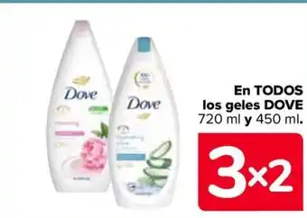 Carrefour EN TODOS los geles DOVE 720 ml y 450 ml. oferta