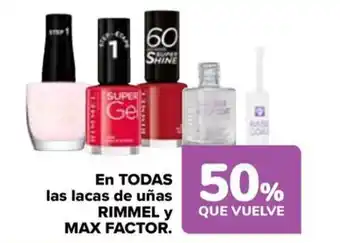 Carrefour EN TODAS las lacas de uñas RIMMEL y MAX FACTOR. oferta
