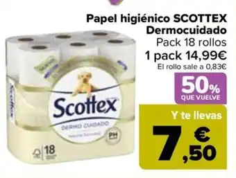 Carrefour Papel higiénico SCOTTEX Dermocuidado oferta