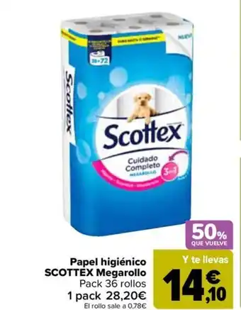 Carrefour Papel higiénico SCOTTEX Megarollo oferta